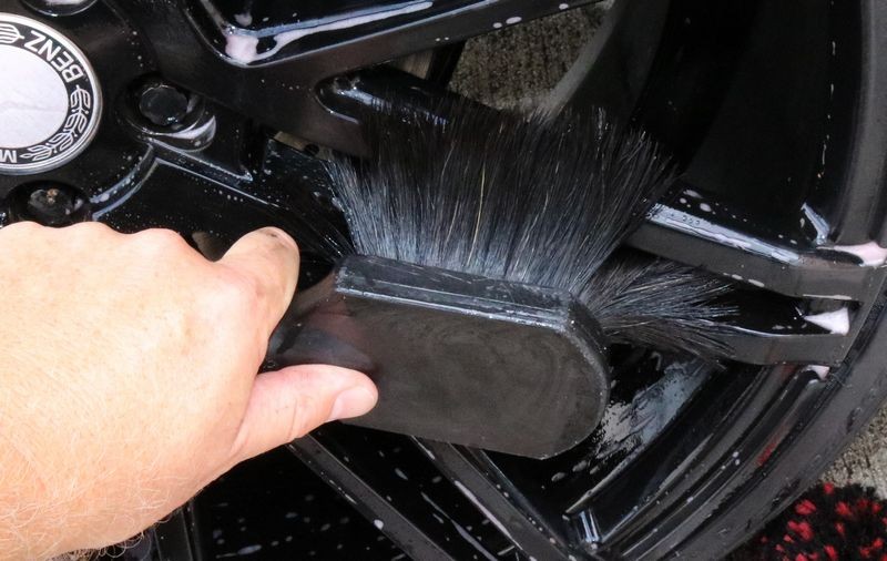 Use a Wheel Woolies Wheel Brush to clean the front of the wheel.