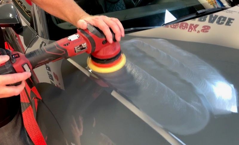 Machine polish to remove any swirls or scratches in paint.