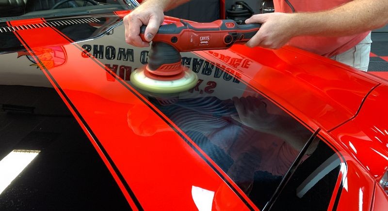 Mike Phillips polishing car with Griot's Garage Polisher
