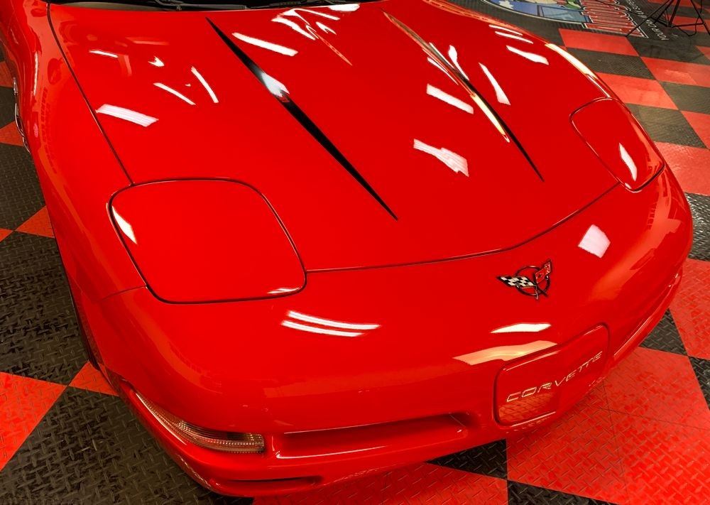 Red shining paint after coating application.