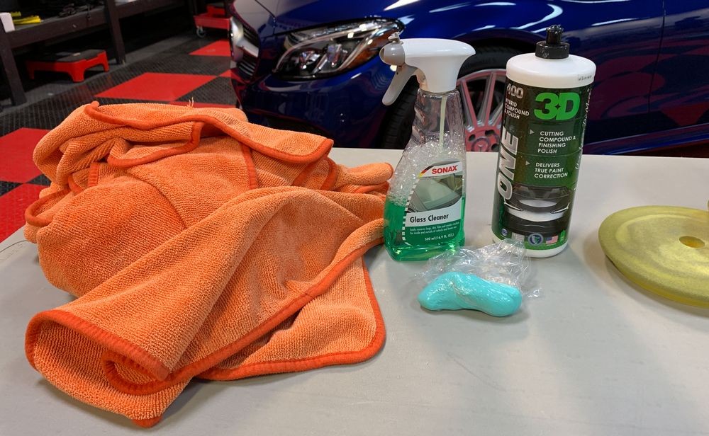 Products used to detail Mercedes.